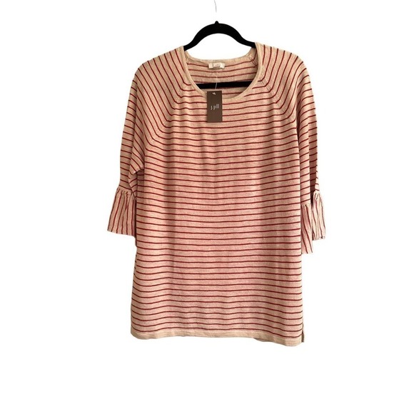J Jill Linen Blend Sweater with Flounce Sleeve - Picture 4 of 9